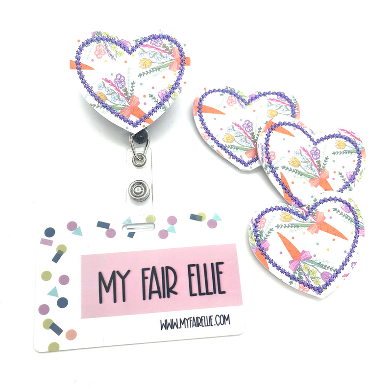 Floral Carrot Print Heart // Easter // Badge Buddy