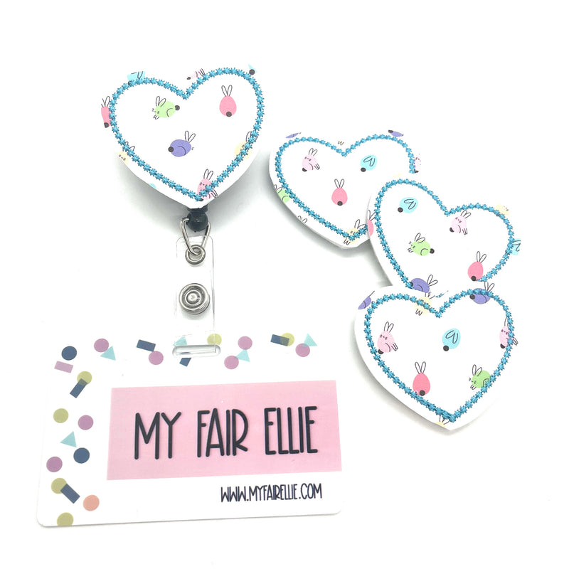 Colorful Bunny Print Heart // Easter // Badge Buddy