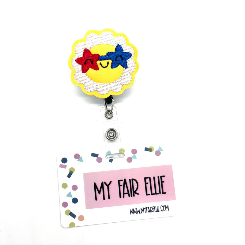 Happy Sun in Star Glasses // Badge Buddy