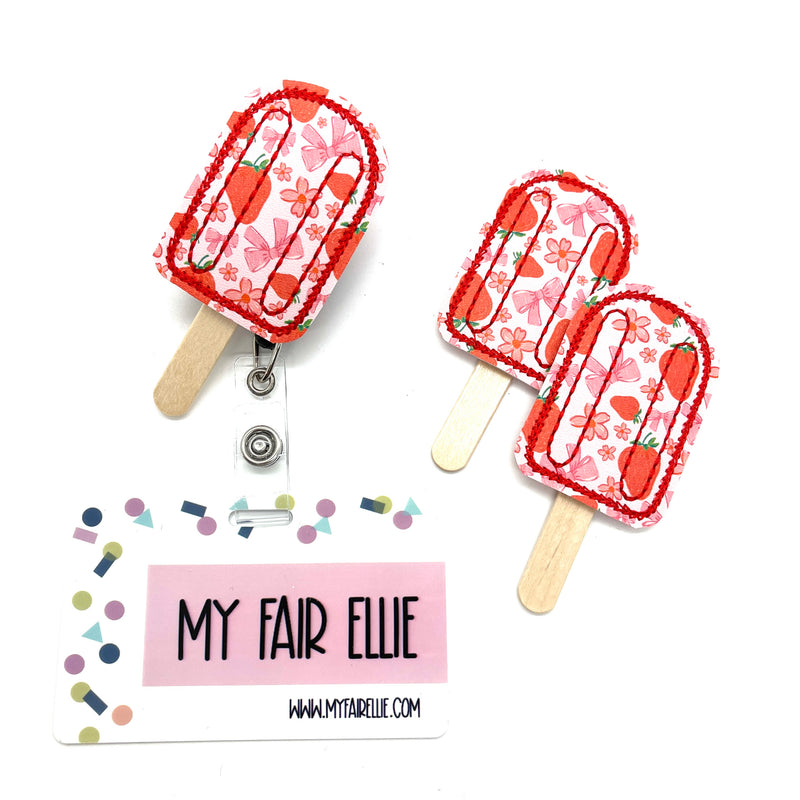 Strawberries, Bows & Flowers Print Popsicle // Badge Buddy