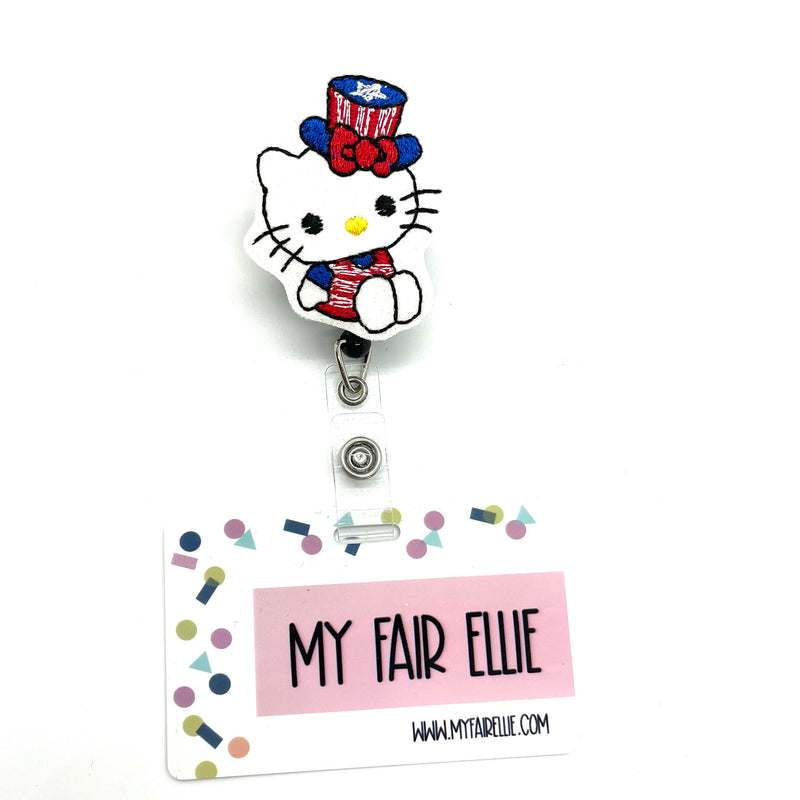 Patriotic White Cat // Badge Buddy