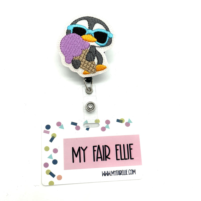 Summer Penguin with Ice Cream Cone // Badge Buddy