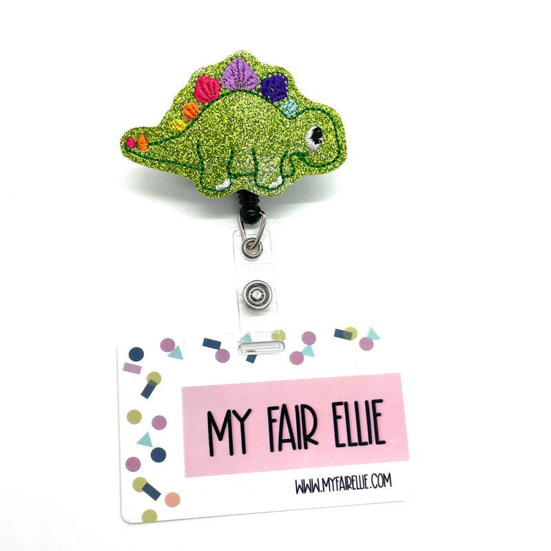 Lime Colorful Tail Dino // Badge Buddy