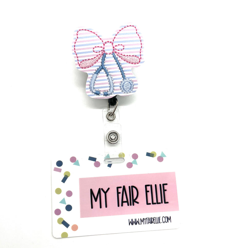 Stripes Print Stethoscope Bow // Badge Buddy
