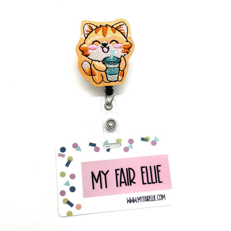 Cat holding Cup // Badge Buddy