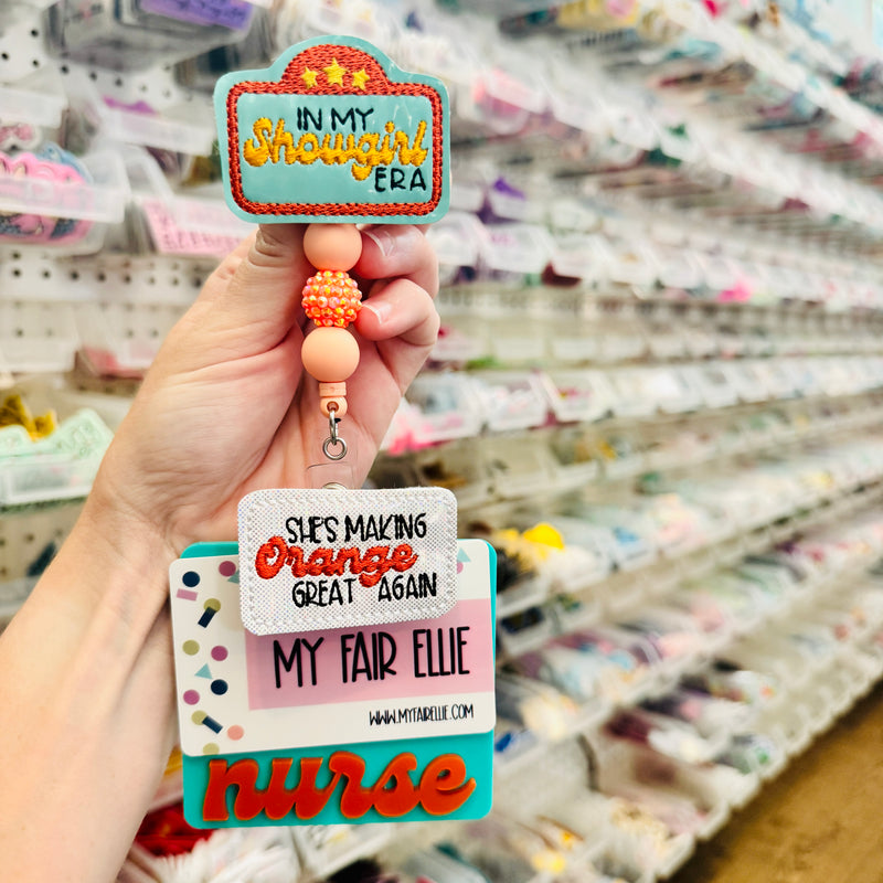 Showgirl Era Backer // Teal with Orange Metallic Moonlight Font  // 2-4 Week Turnaround Time