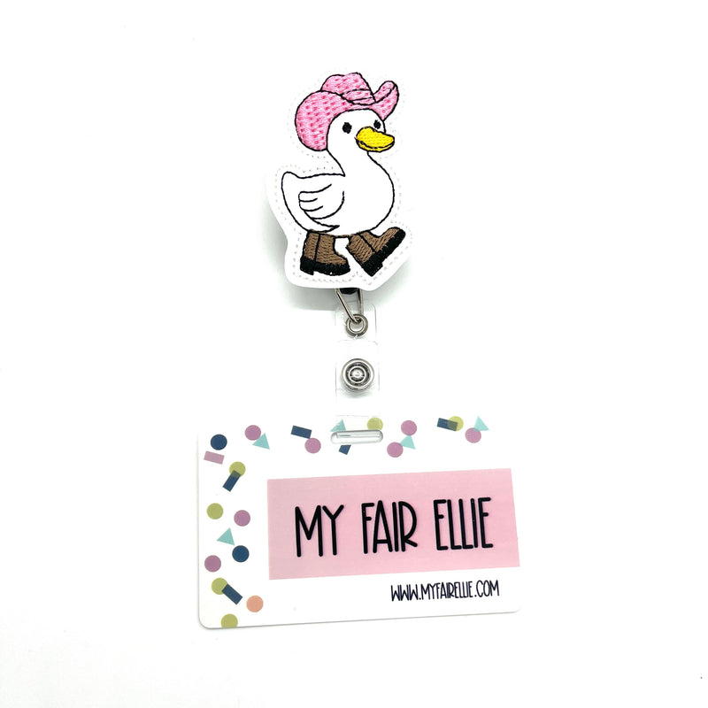 Pink Hat Goose in Boots // Badge Buddy