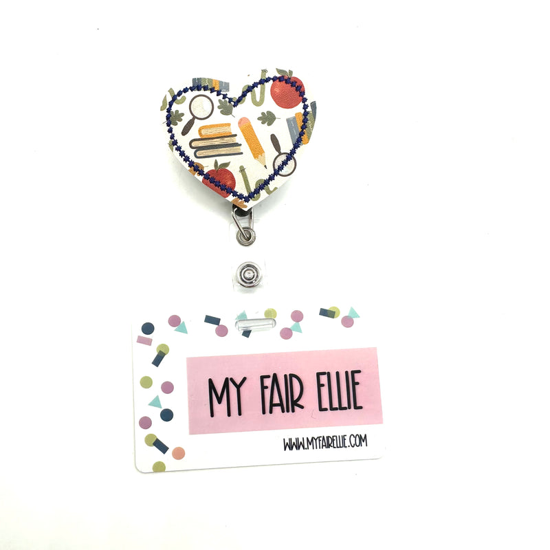 School Supplies Printed Heart // Badge Buddy