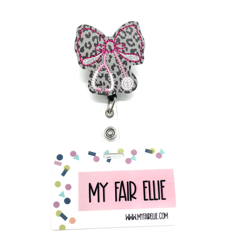 Leopard Print Stethoscope Bow // Badge Buddy