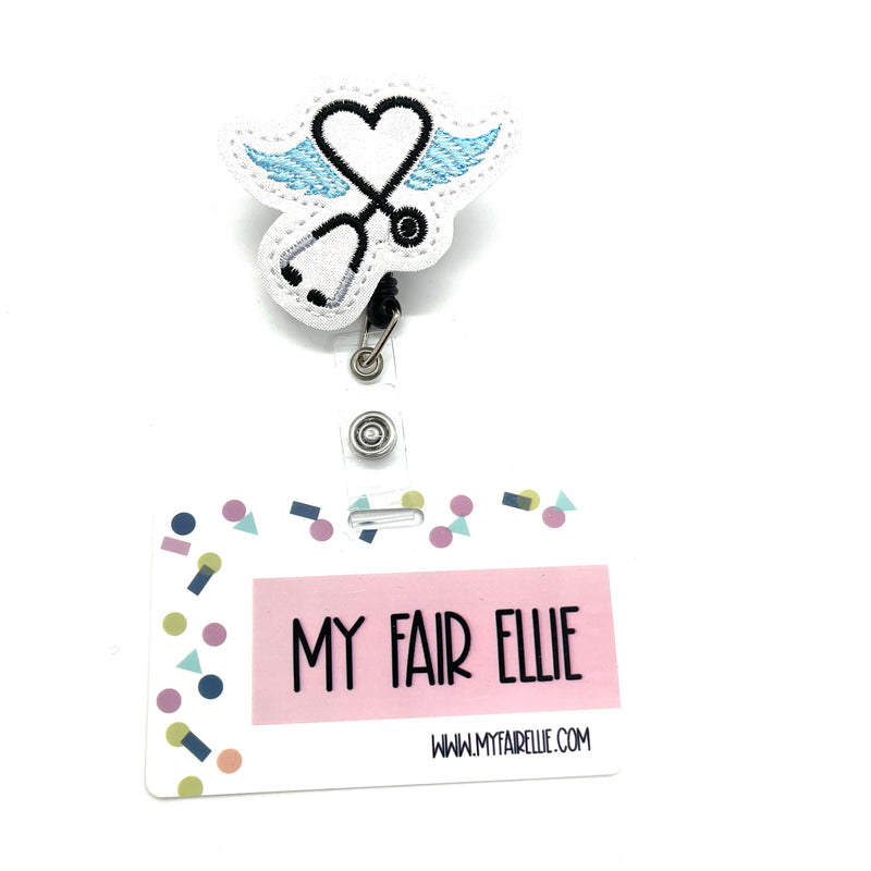 Angel Wings Stethoscope Heart // Badge Buddy