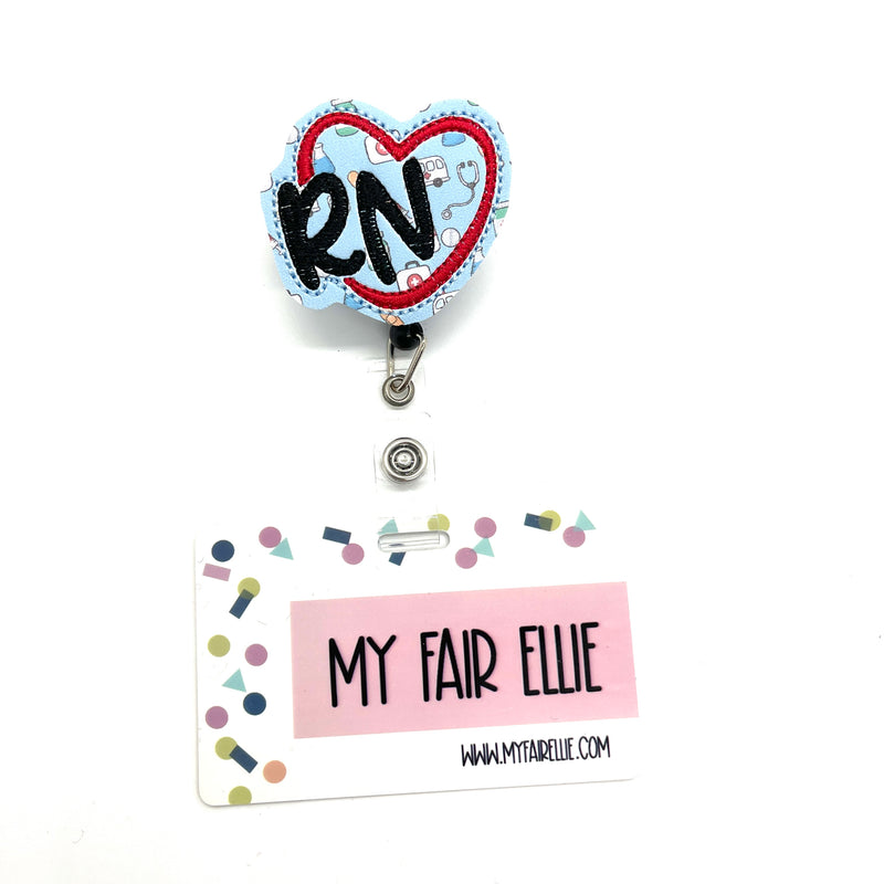 RN Heart on Blue Medical Print // Badge Buddy