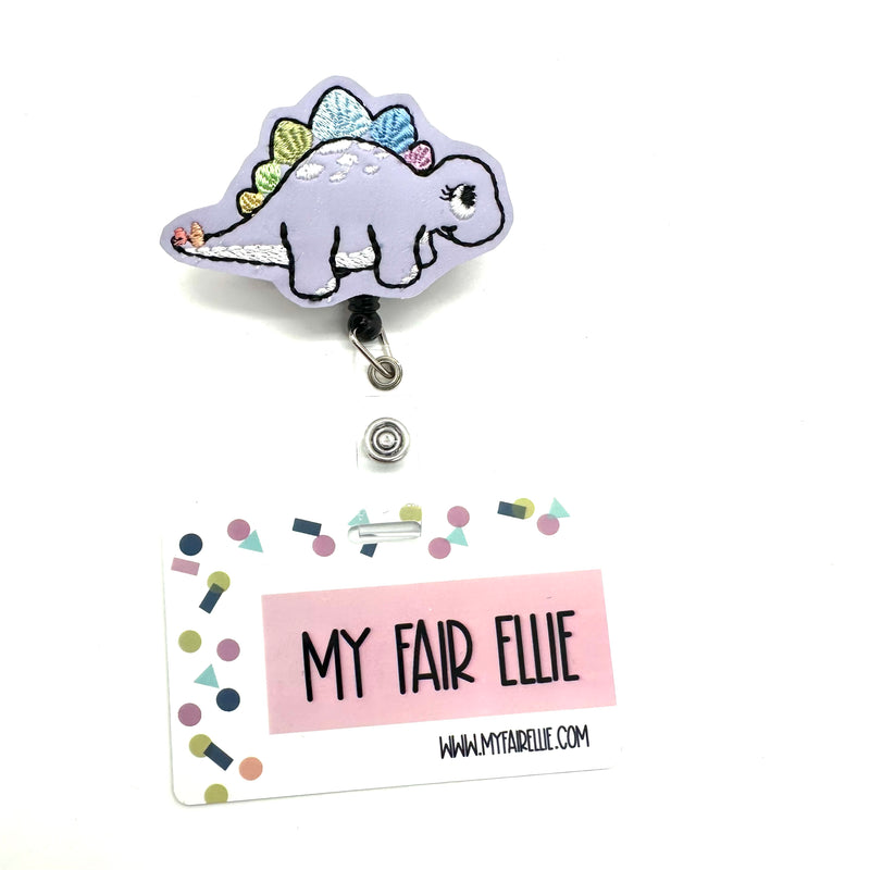 Lilac Colorful Tail Dino // Badge Buddy