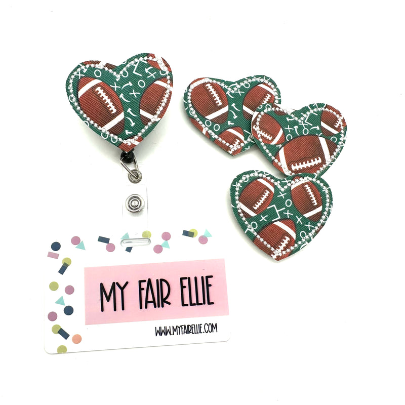 Football Printed Heart // Badge Buddy