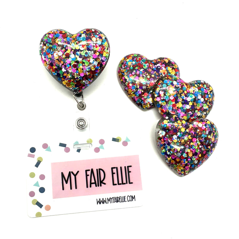 Colorful Dot Resin Heart // Badge Buddy