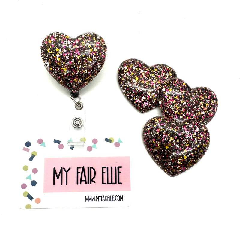 Teacher Glitter Resin Heart // Badge Buddy