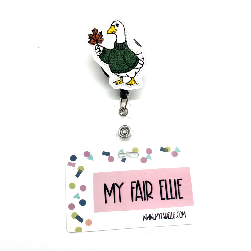 Goose in Sweater with Leaf // Fall