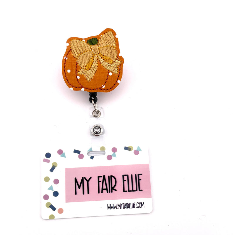 Polka Dot Print Pumpkin with Bow // Fall