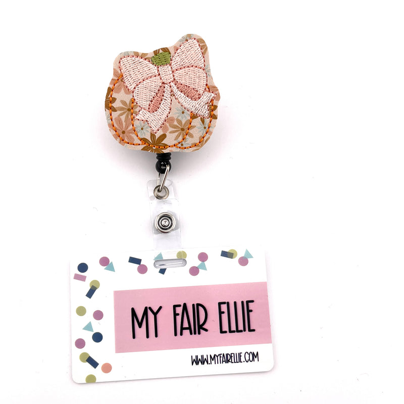 Muted Floral Print Pumpkin with BOW // Fall