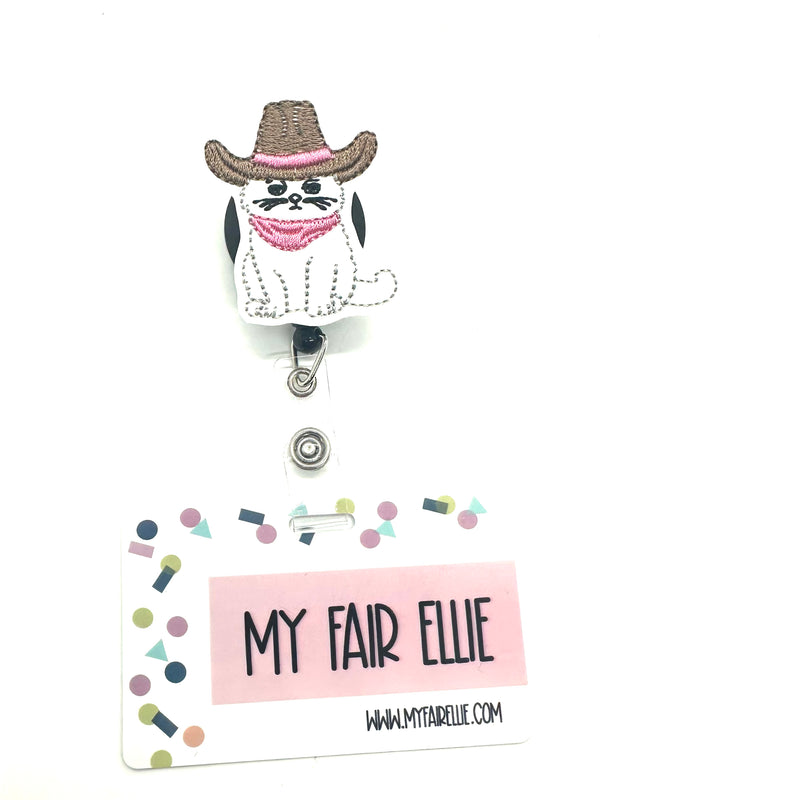 Cowboy Cat with Pink Scarf // Badge Buddy