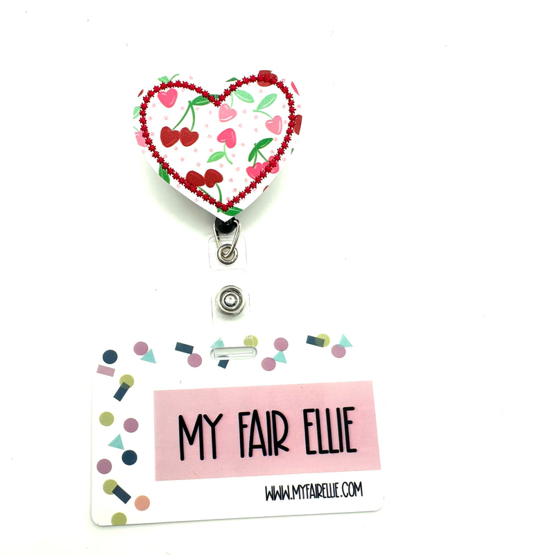 Cherry Printed Heart  // Badge Buddy