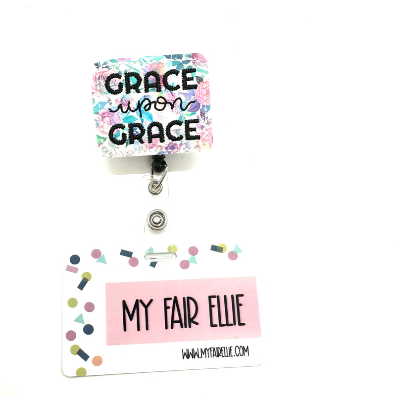 Bright Floral Grace Upon Grace // Badge Buddy