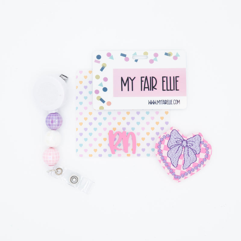 Checkered Print Heart with Bow // Badge Buddy