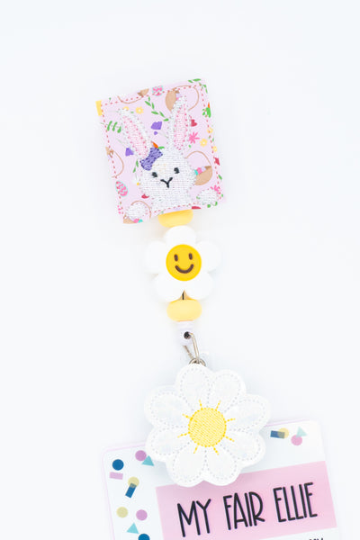 Peeping Bunny on Easter Print // White Daisy // Easter // Badge Buddy