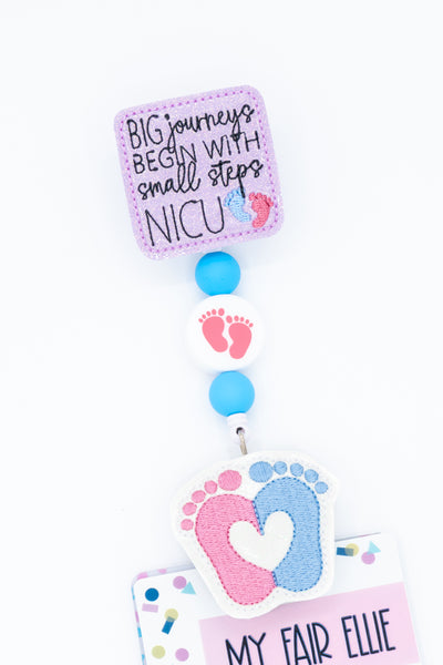 Big Journeys Begin with Small Steps + Baby Feet Heart // Newborn ICU // NICU // Badge Buddy