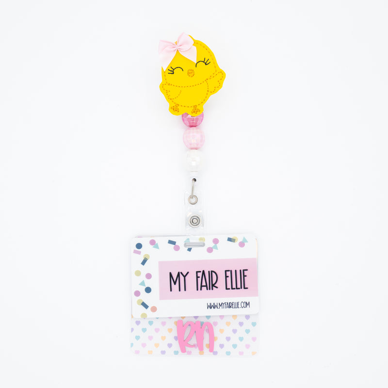 Yellow Chick with Pink Bow // Easter // Badge Buddy