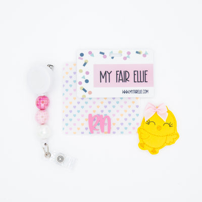 Yellow Chick with Pink Bow // Easter // Badge Buddy