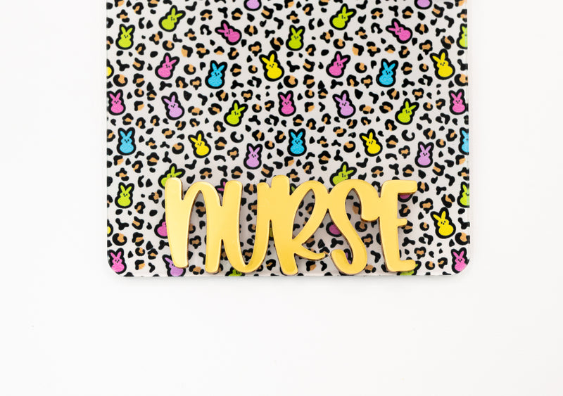 Easter Leopard Print Backer with Peachy Gold Text // 2-4 Week Turnaround Time