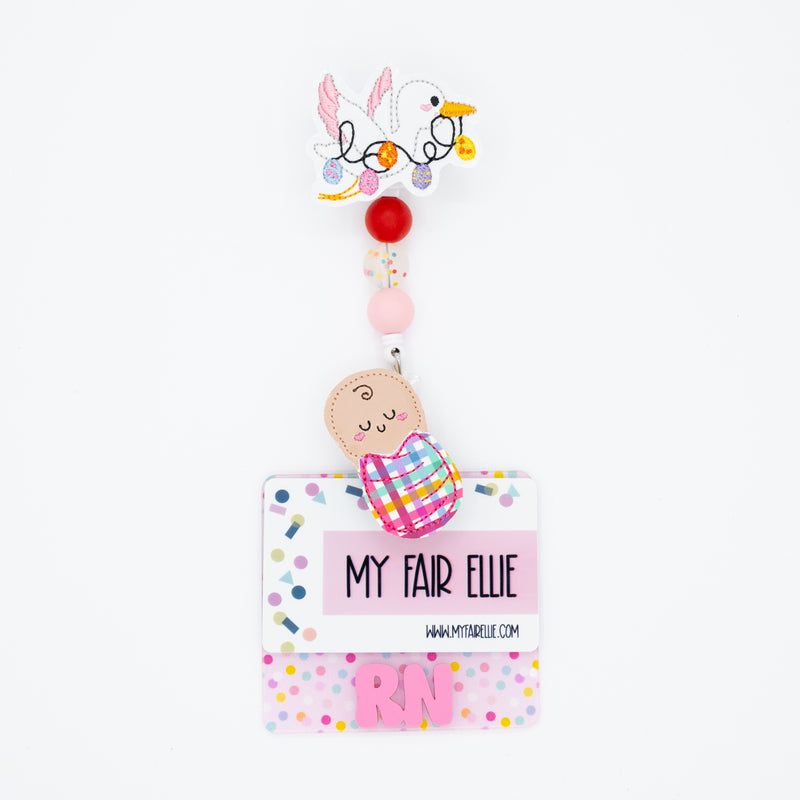 Stork with Eggs // Swaddle Baby // Easter // Badge Buddy