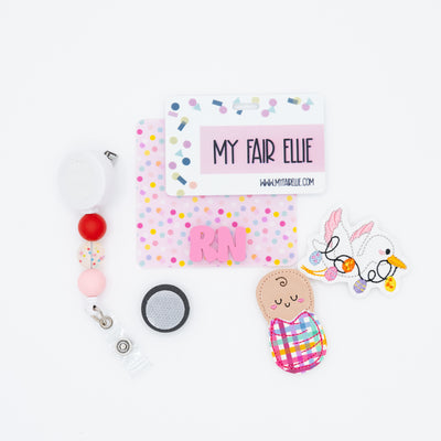 Stork with Eggs // Swaddle Baby // Easter // Badge Buddy