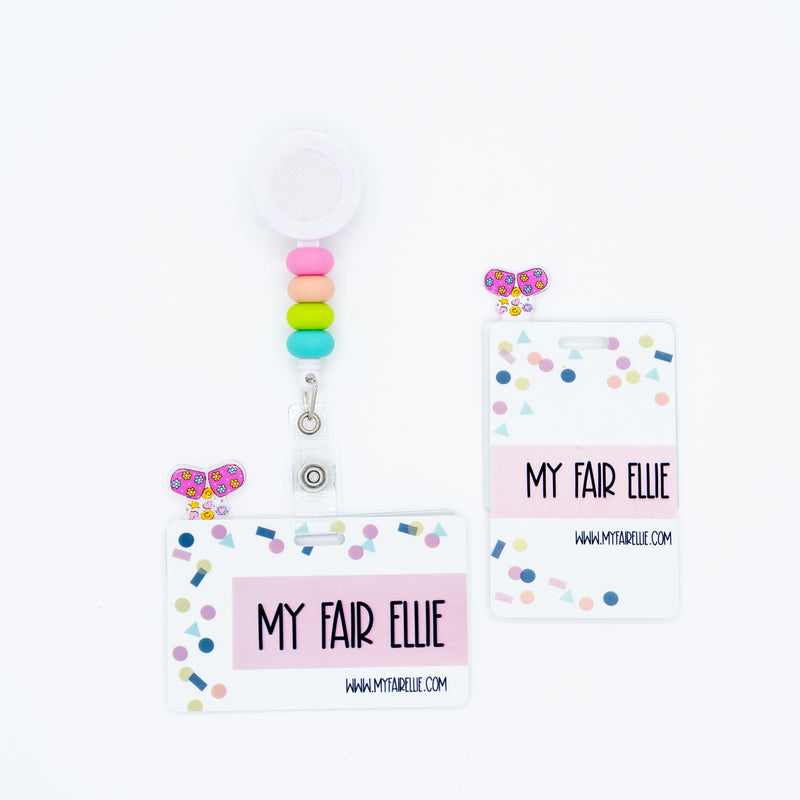 Acrylic Badge Topper // Happy Pill // Horizontal and Vertical