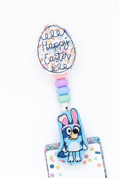 Blue Dog Sister // Printed Egg // Easter // Badge Buddy