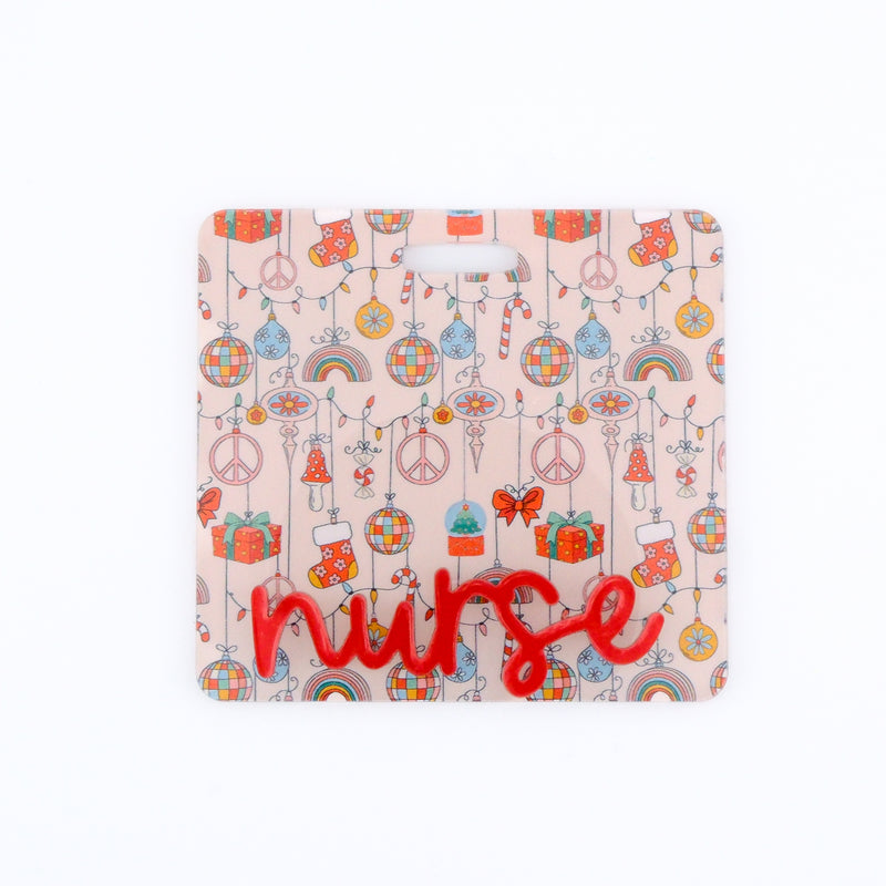 Hanging Ornaments Backer with Red Metallic Cake Pop Font  // 2-4 Week Turnaround Time