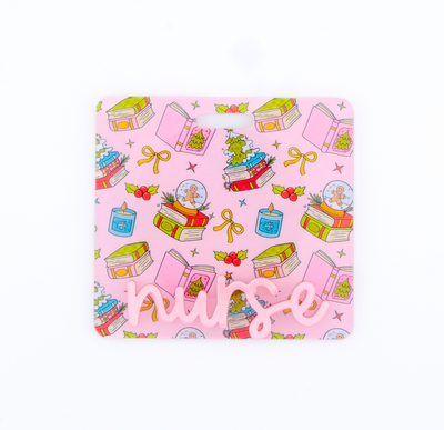 Christmas Books Backer with Light Pink Metallic Font  // 2-4 Week Turnaround Time