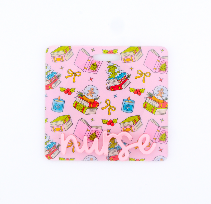 Christmas Books Backer with Light Pink Metallic Font  // 2-4 Week Turnaround Time