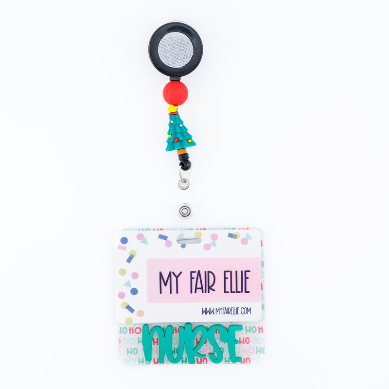 Bright Christmas Trees Backer with Blush Karoline Font  // 2-4 Week Turnaround Time