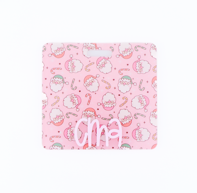 Pink Santa Backer with Blush Karoline Font  // 2-4 Week Turnaround Time