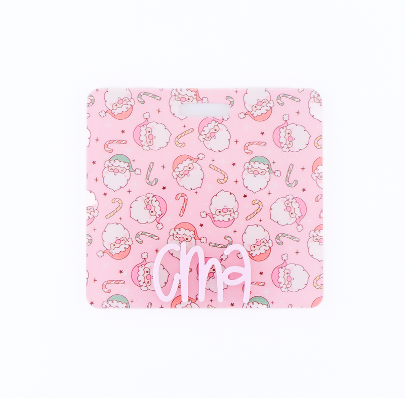 Pink Santa Backer with Blush Karoline Font  // 2-4 Week Turnaround Time