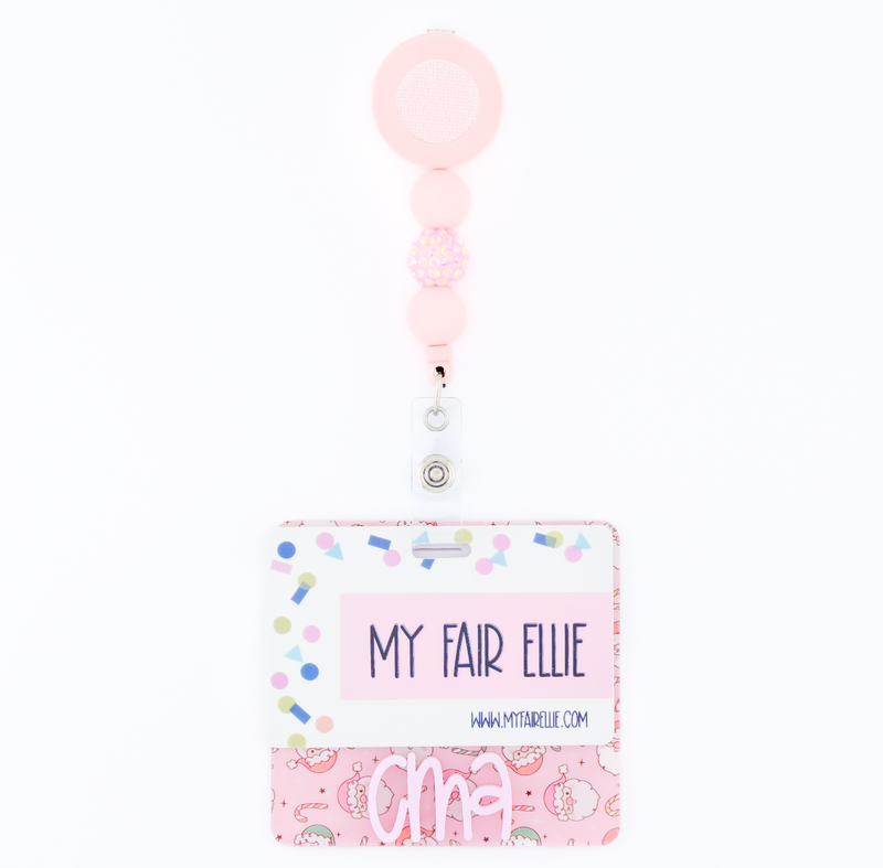Pink Santa Backer with Blush Karoline Font  // 2-4 Week Turnaround Time