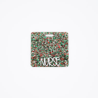 Christmas Daisy Confetti with White Charm Text // Badge Backer // 2-4 Week Turnaround Time