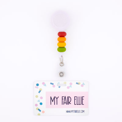 Skinny Red/Orange/Yellow/Green Bead Reel ONLY! // White Badge Reel Base