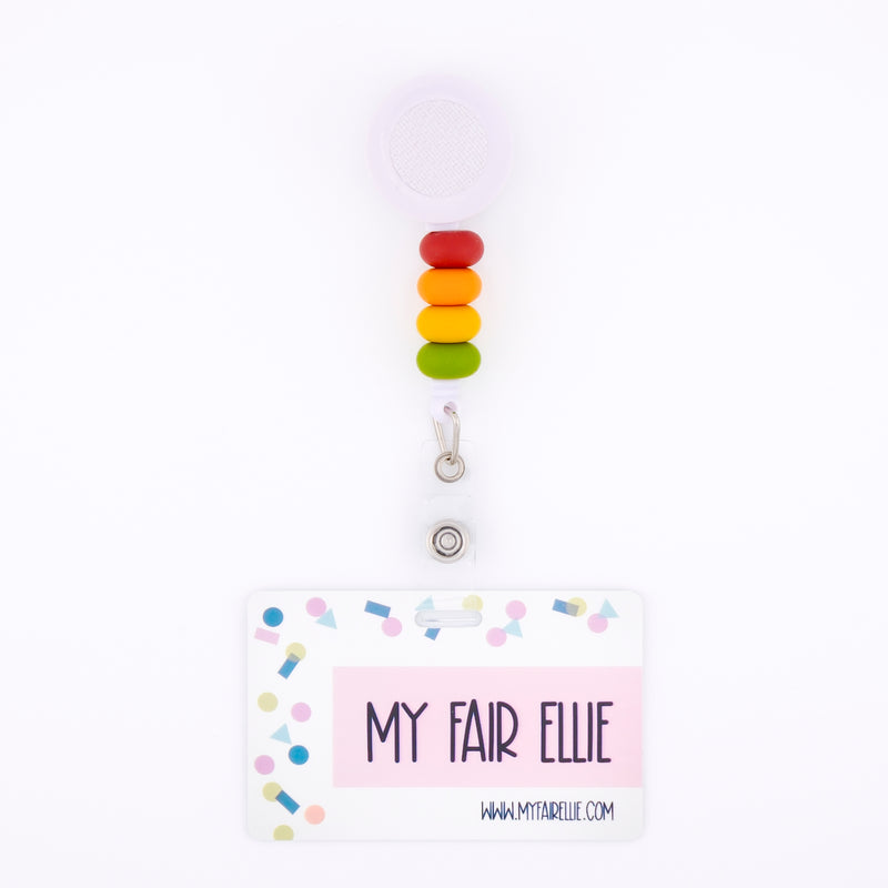 Skinny Red/Orange/Yellow/Green Bead Reel ONLY! // White Badge Reel Base