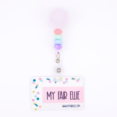 Skinny Marble Pink/Mint/Blue/Purple Bead Reel ONLY! // White Badge Reel Base
