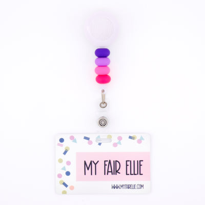 Skinny Purple/Purple/Pink/PInk Bead Reel ONLY! // White Badge Reel Base