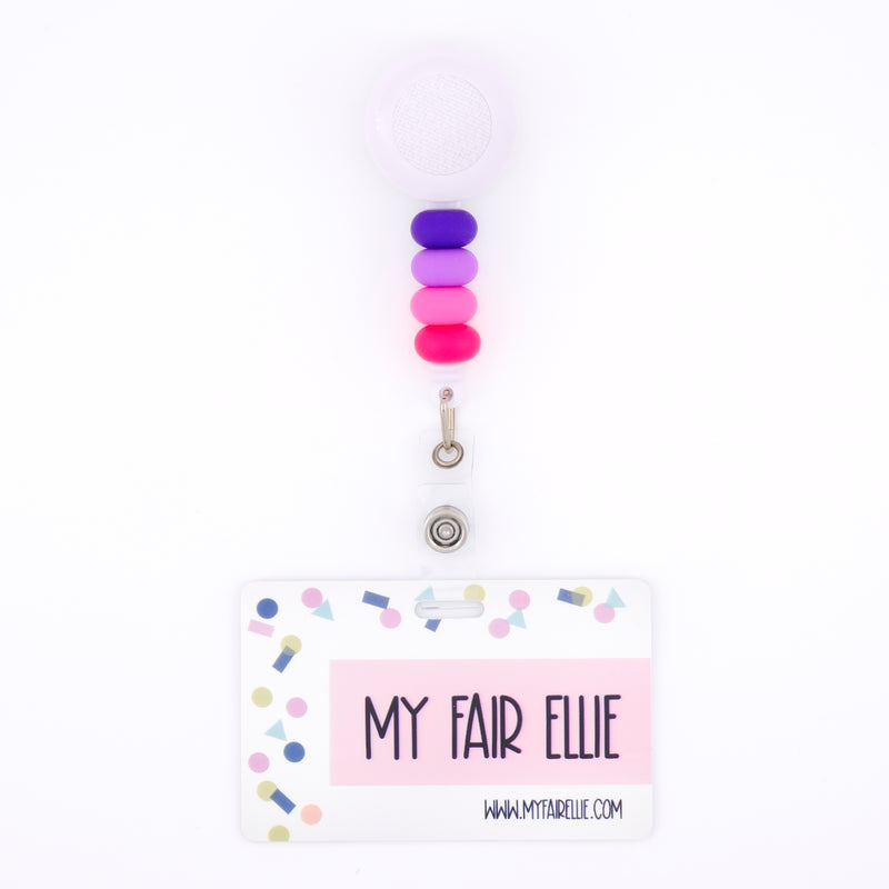 Skinny Purple/Purple/Pink/PInk Bead Reel ONLY! // White Badge Reel Base