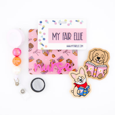 Dogs & Books Backer with Magenta Metallic Cake Pop Font  // 2-4 Week Turnaround Time