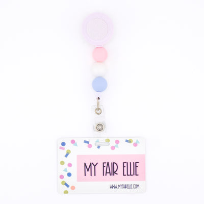 Baby Pink/ Pearl White / Baby Blue Bead Reel ONLY! // White Badge Reel Base